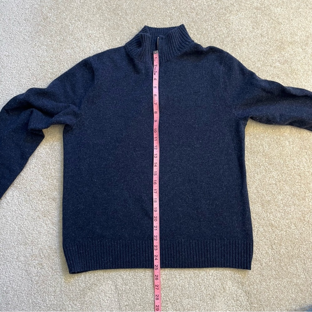 J.Crew Sweater Mens M Blue Quarter Zip Merino Wool Blend Knit Casual Business - Picture 8 of 9